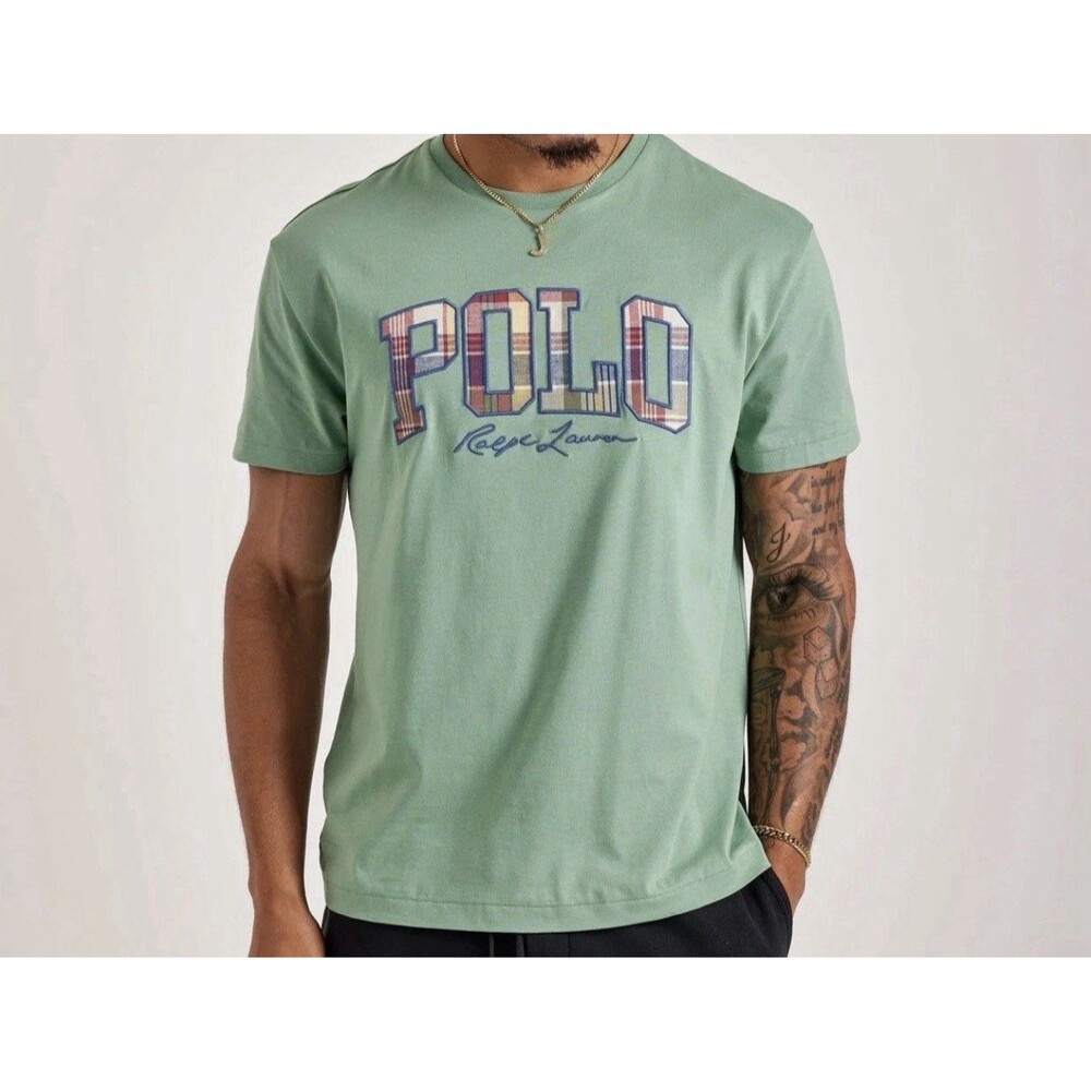 4XLT Polo Ralph Lauren Madras Logo Tee  Plaid Green